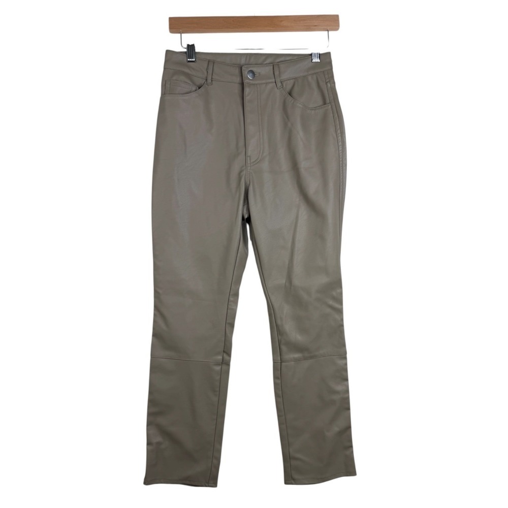 NWT H&M Beige Faux Leather Straight Leg Pants Size 6